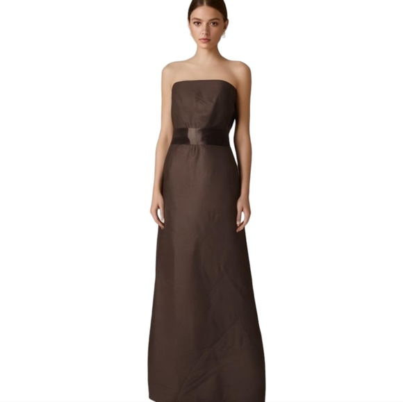 Ann Taylor Dresses & Skirts - Ann Taylor Brown Strapless Sleeveless Maxi Belted Size Zip Dress 8